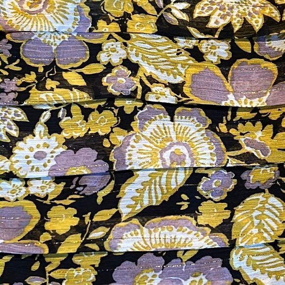 Zara one Shoulder Ruched Sides Metallic & Floral Chiffon Mini Cocktail Dress - Picture 2 of 9